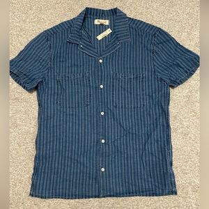 Madewell Men textured striped blue short-sleeve shirt - size S - brand new